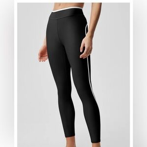Alo Airlift High Waist Charger Leggings Black White Trim Size S Like New